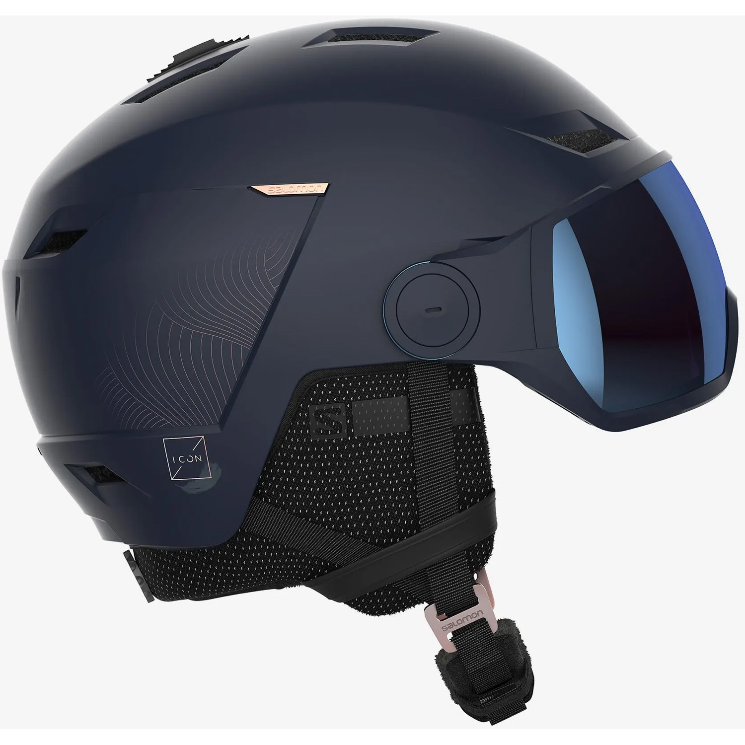 behalve voor Besmettelijk Bulk 2023 Salomon Womens Icon LT Visor Photo Sigma Ski / Snowboard Helmet - Navy