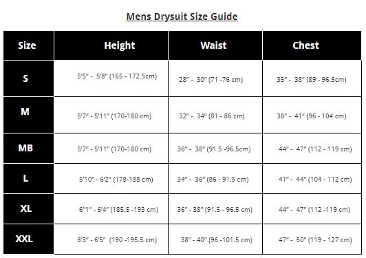 Crewsaver Drysuit Size Chart