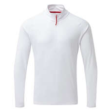 Gill Mens UV Tec Zip Neck Long Sleeve Tee - White