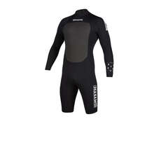 Mystic Brand 3/2mm Longarm Shorty Back-Zip Flatlock Wetsuit - Black