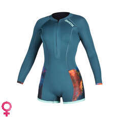 Mystic Womens Diva 2/2mm Front-Zip Longarm Shorty Wetsuit - Teal