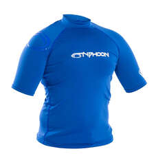 2023 Typhoon Junior Flatlock Short Sleeve Rashguard - Aqua Blue