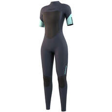 2023 Mystic Womens Brand 3/2mm Back-Zip FL Shortarm Wetsuit - Night Blue 210321