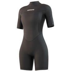 Mystic Womens Brand 3/2mm Back-Zip Flatlock Shorty Wetsuit - Black