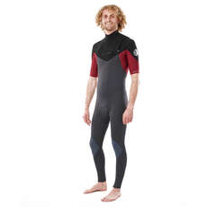 Rip Curl Dawn Patrol Perf 2/2mm SS Chest-Zip Wetsuit - Maroon WSM9YM