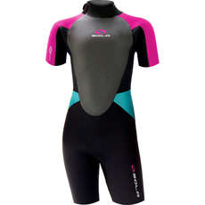 Sola Girls Storm 3/2mm Shorty Wetsuit  - Magneta/Turquoise A1723