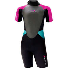 Sola Girls Storm 3/2mm Shorty Wetsuit 2023 - Magneta/Turquoise A1723