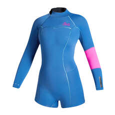 Mystic Womens Lunar 2/2 GBS Back Zip Longarm Shorty Wetsuit - Summer Blue