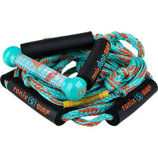 Ronix Kids Surf Rope with 8-Inch Handle Hide Grip 4-Section PE Rope - Aqua