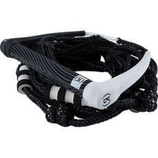 Ronix Silicone Bungee 4-Section Surf Rope with Handle - Black/White