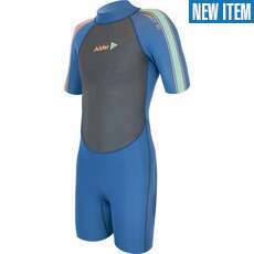 Alder Junior Impact 3/2mm Shorty Wetsuit - Blue Strike