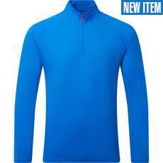 Gill Mens UV Tec Zip Neck Long Sleeve Tee - Tidal Blue UV009