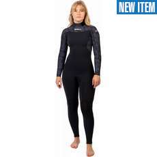 Gul Womens Flexor Yulex 4/3mm BS Backzip Wetsuit - Black / Scatter Palm FX1223