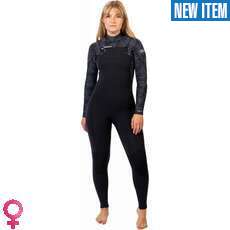 Gul Womens Flexor Yulex 4/3mm BS Chestzip Wetsuit - Black / Scatter Palm FX1226