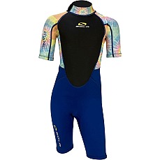 Sola Junior Storm 3/2mm Shorty Wetsuit - Blue Tie Dye Sola Junior Storm 3/2mm Shorty Wetsuit - Blue Tie Dye
