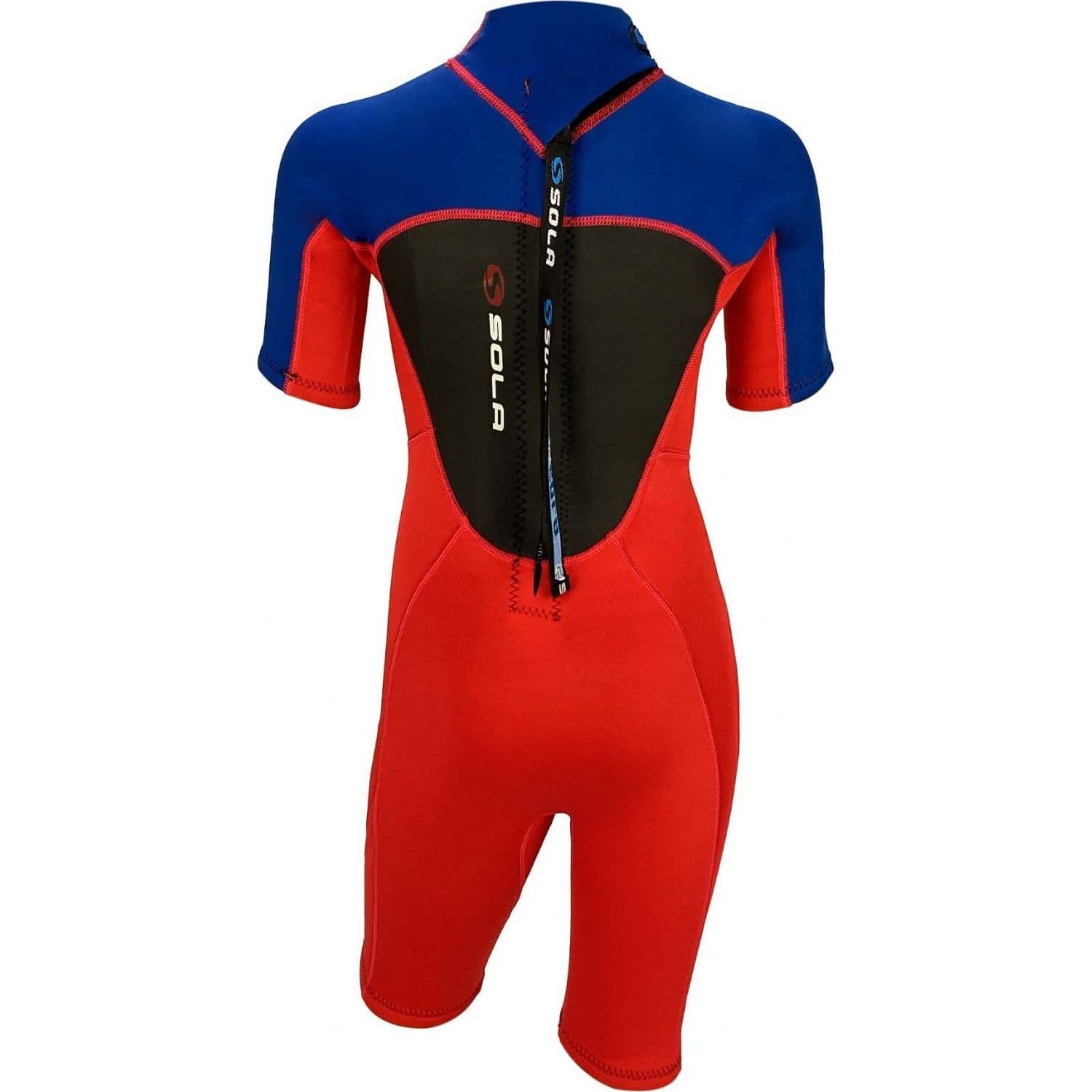 Sola Junior Storm 3/2mm Shorty Wetsuit - Red Blue A1723