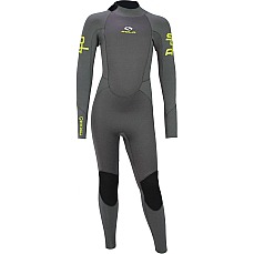Sola Kids Fire 5/4mm Back Zip Wetsuit - Asphalt/Pink A1508