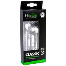Bitmore Classic In Ear Headphones & Microphone - Anti Tangle - White