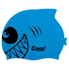 Cressi Kids Shark Silicon Swimming Cap - Light Blue
