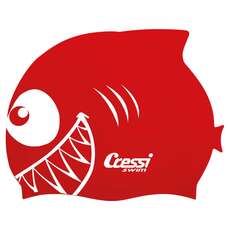 Cressi Kids Shark Silicon Swimming Cap - Red