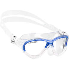 Cressi Mini Cobra Kids Swimming Goggles - Clear/Blue - Age 7-15