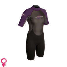 Gul Womens G-FORCE Flatlock Shorty 3mm Wetsuit - Black/Purple Gul Womens G-FORCE Flatlock Shorty 3mm Wetsuit - Black/Purple