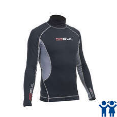 Gul Evotherm Junior Flatlock Long Sleeve Rash Guard - Black/Grey