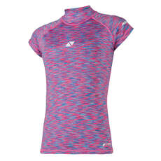 Magic Marine Womens Cube Short Sleeve Rashvest  - Blue/Pink Melee