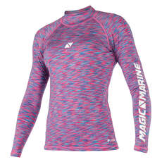 Magic Marine Womens Cube Long Sleeve Rashvest  - Blue Pink Melee