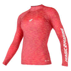 Magic Marine Womens Cube Long Sleeve Rashvest  - Pink Melee