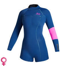 Mystic Womens Lunar 2/2mm Back-Zip Longarm Shorty Wetsuit - Summer Blue Mystic Womens Lunar 2/2mm Back-Zip Longarm Shorty Wetsuit - Summer Blue