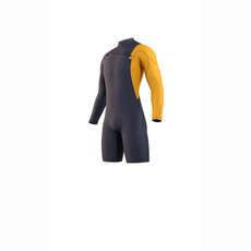 2023 Mystic Marshall 3/2 GBS Front-Zip Longarm Shorty Wetsuit - Blue / Mustard