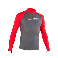 Gul Riva Long Sleeve Mens Rash Vest / Guard - Graphite/Red