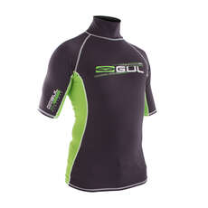 Gul XOLA Short Sleeve Mens Rash Vest / Guard - Deep Grey/F.Lime Gul XOLA Short Sleeve Mens Rash Vest / Guard - Deep Grey/F.Lime