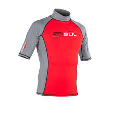 Gul XOLA Short Sleeve Mens Rash Vest / Guard - Red/Deep Grey