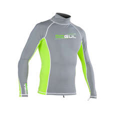 Gul XOLA Long Sleeve Mens Rash Vest / Guard - Deep Grey/F.Lime Gul XOLA Long Sleeve Mens Rash Vest / Guard - Deep Grey/F.Lime