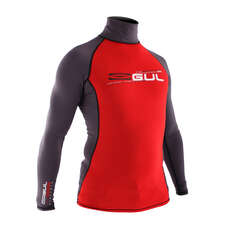 Gul XOLA Long Sleeve Mens Rash Vest / Guard - Red/Deep Grey Gul XOLA Long Sleeve Mens Rash Vest / Guard - Red/Deep Grey