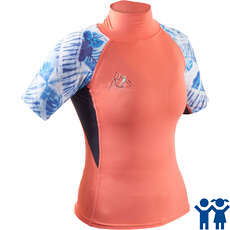 Gul Junior Girls Short Sleeve Rashvest - Coral/Grey - RG0345-B7