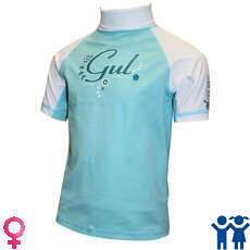 Gul Short Sleeve Junior Girls Rash Vest / Guard - Glicer/White