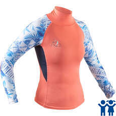 Gul Junior Girls Long Sleeve Rash Vest / Guard - Coral/Grey - RG0346-B7