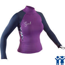 Gul Junior Girls Long Sleeve Rash Vest / Guard - Violet/Tie-Dye - RG0346-B7