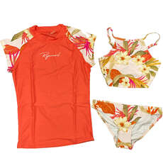 Rip Curl Girls 3 Piece Bikini & Rash Guard Set  - Leilani