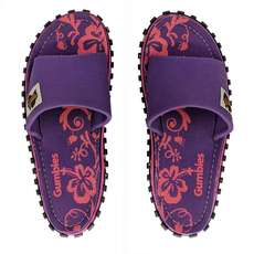 Gumbies Womens Slide Canvas Flip Flops - Purple Hibiscus Gumbies Womens Slide Canvas Flip Flops - Purple Hibiscus