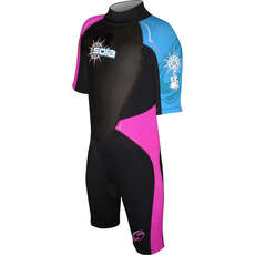 Sola Girls Storm 3/2mm Shorty Wetsuit  - Pink/Turquose