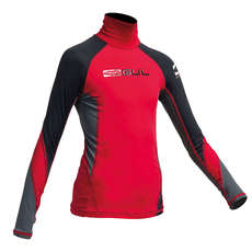 Gul Junior Flatlock Long Sleeve Rashguard - Red/Black