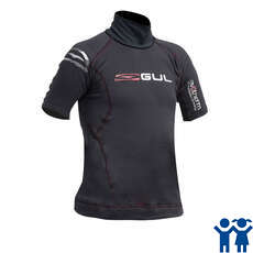 Gul Junior Flatlock Thermal Short Sleeve Rashguard - Black/Black