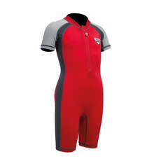 Gul Junior Flatlock UV Protection Sunsuit  - Red/Grey