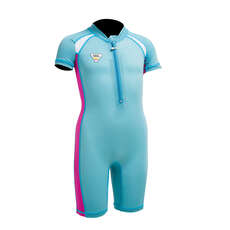 Gul Junior Flatlock UV Protection Sunsuit  - Turquoise/Pink