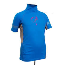Gul Junior Girls Short Sleeve Rashvest - Blue/Silver