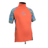 Gul Junior Girls Short Sleeve Rashvest - Coral/Lines